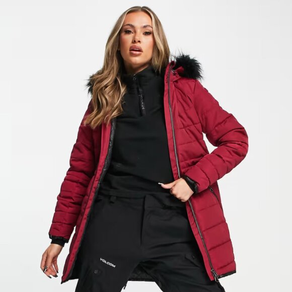 DARE2B Striking Longline Ski Jacket Maroon Red XS 4 NWT - Picture 1 of 13